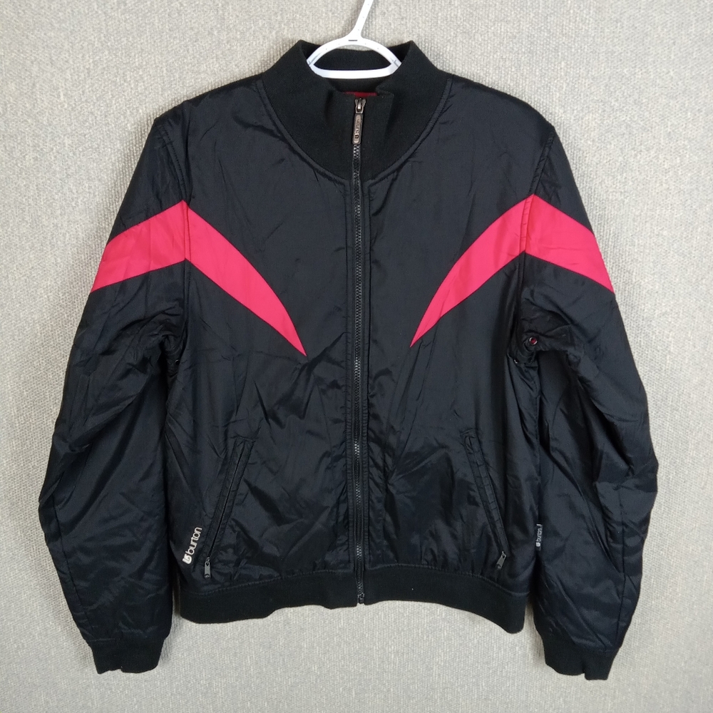 Vintage 90s Burton Snowboard Jacket Women’s Large Black Pink Bomber Gorpcore